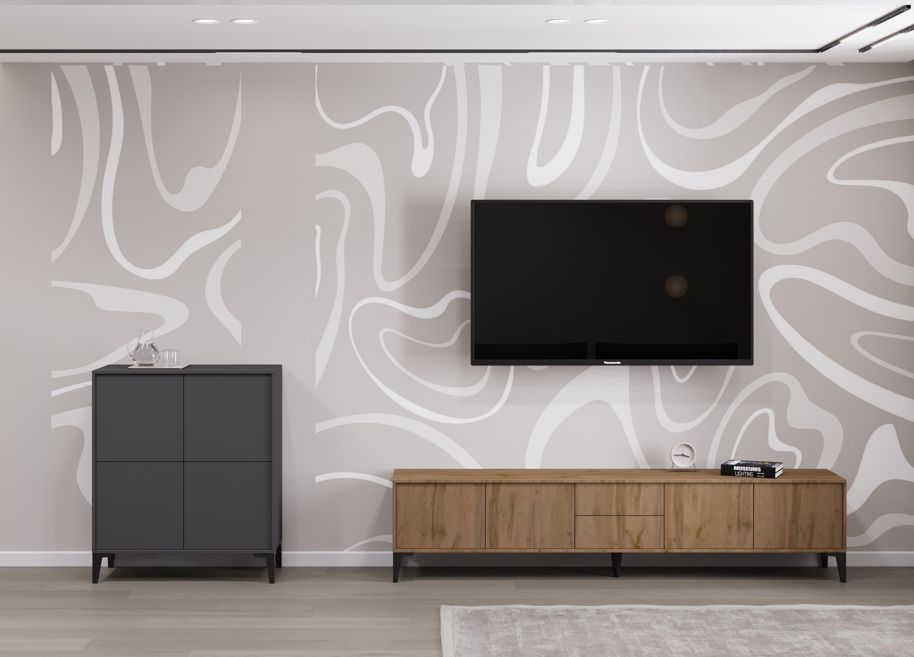 Гостиная Бэсейн цвет - базальт/дуб вотан