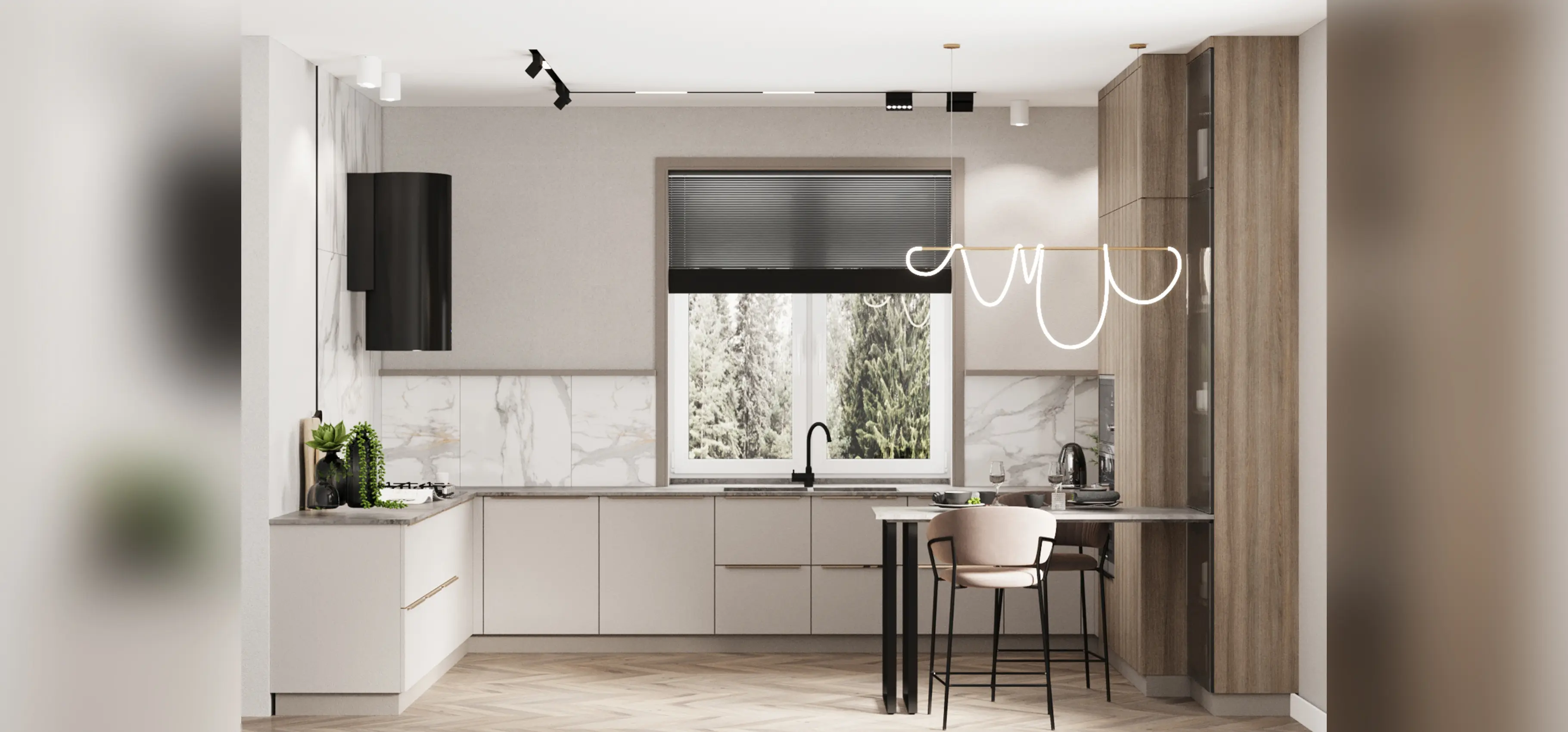 Кухня на заказ Люмен цвет - фон мускат