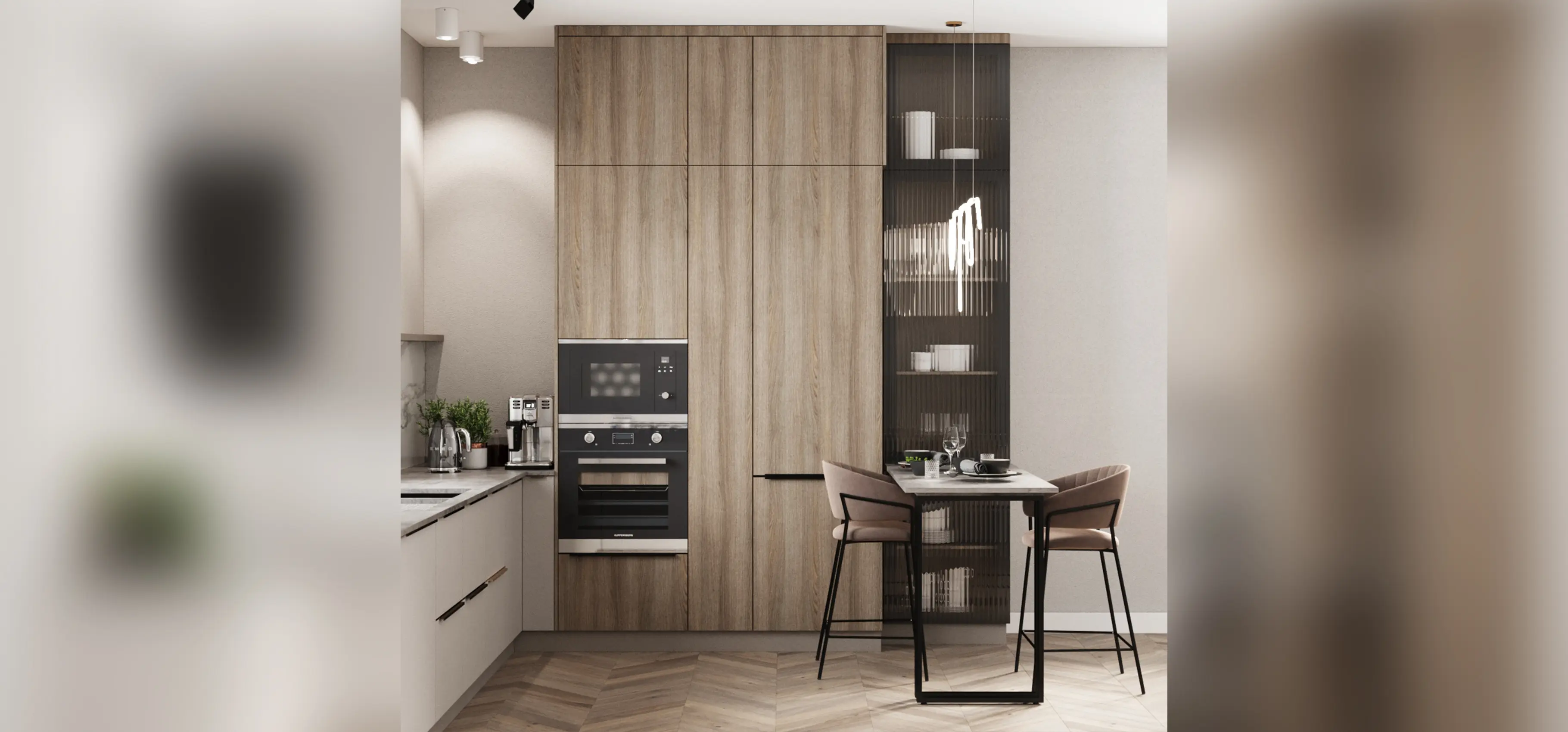 Кухня на заказ Люмен цвет - фон мускат