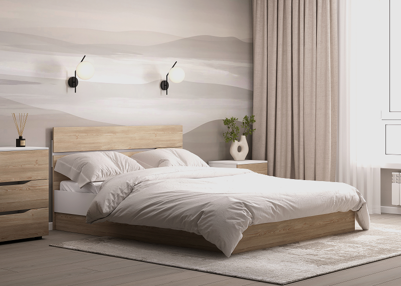 Спальня Сильва цвет - белый/олеандр бежевый