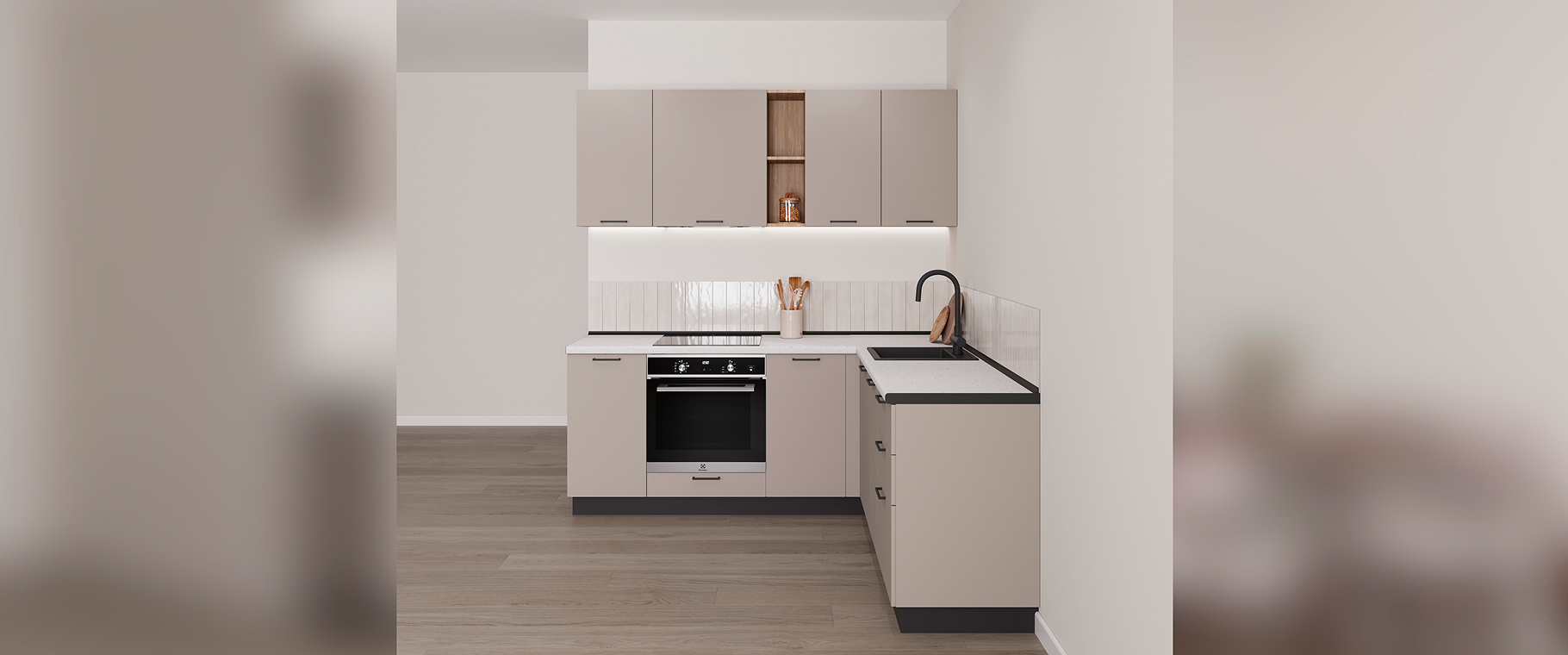 Кухня Стандарт Кухня Стандарт №9. Угловая цвет - фон мускат