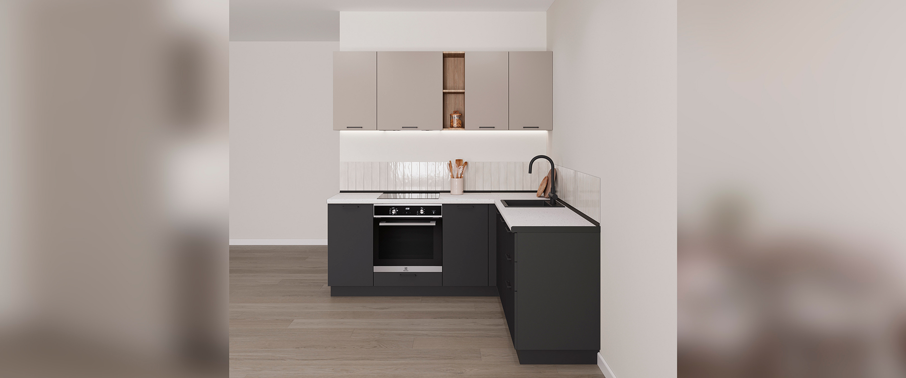 Кухня Стандарт Кухня Стандарт №9. Угловая цвет - фон мускат/базальт