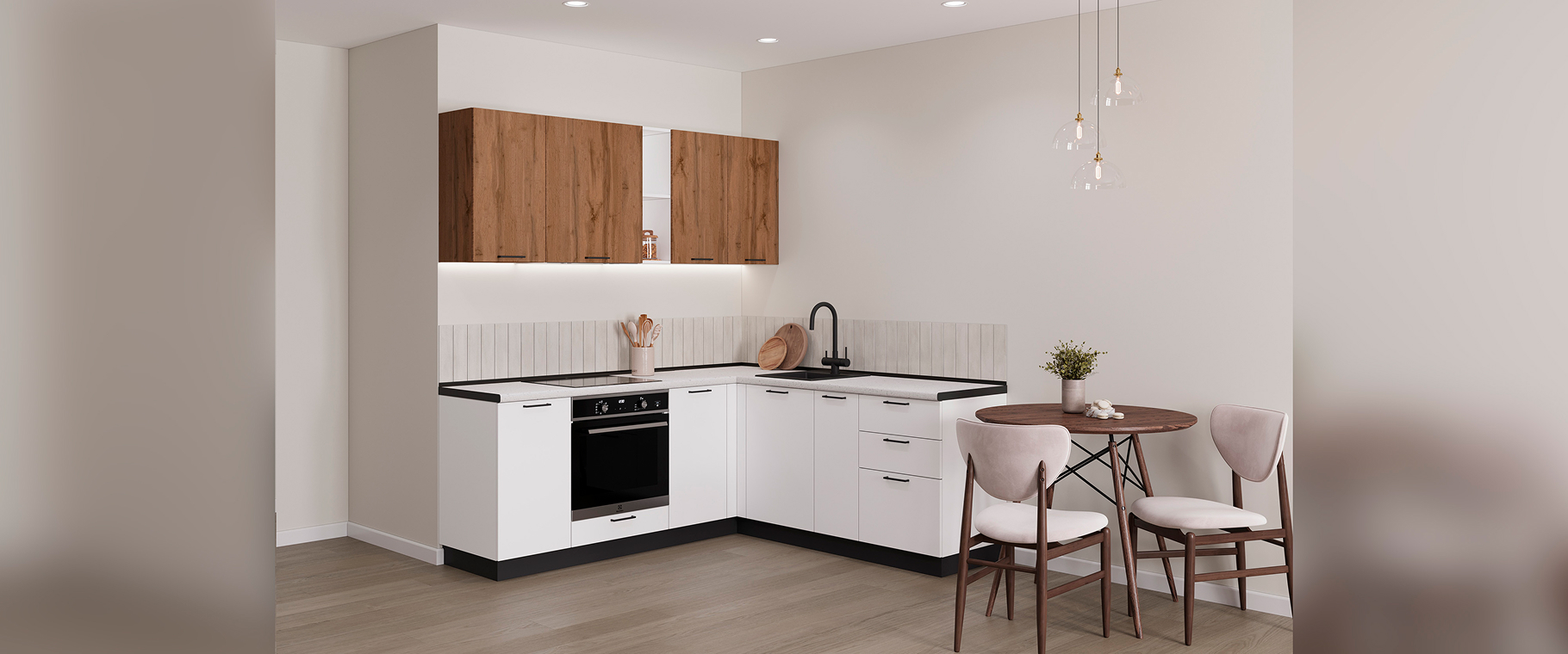 Кухня Стандарт Кухня Стандарт №9. Угловая цвет - белый/дуб вотан