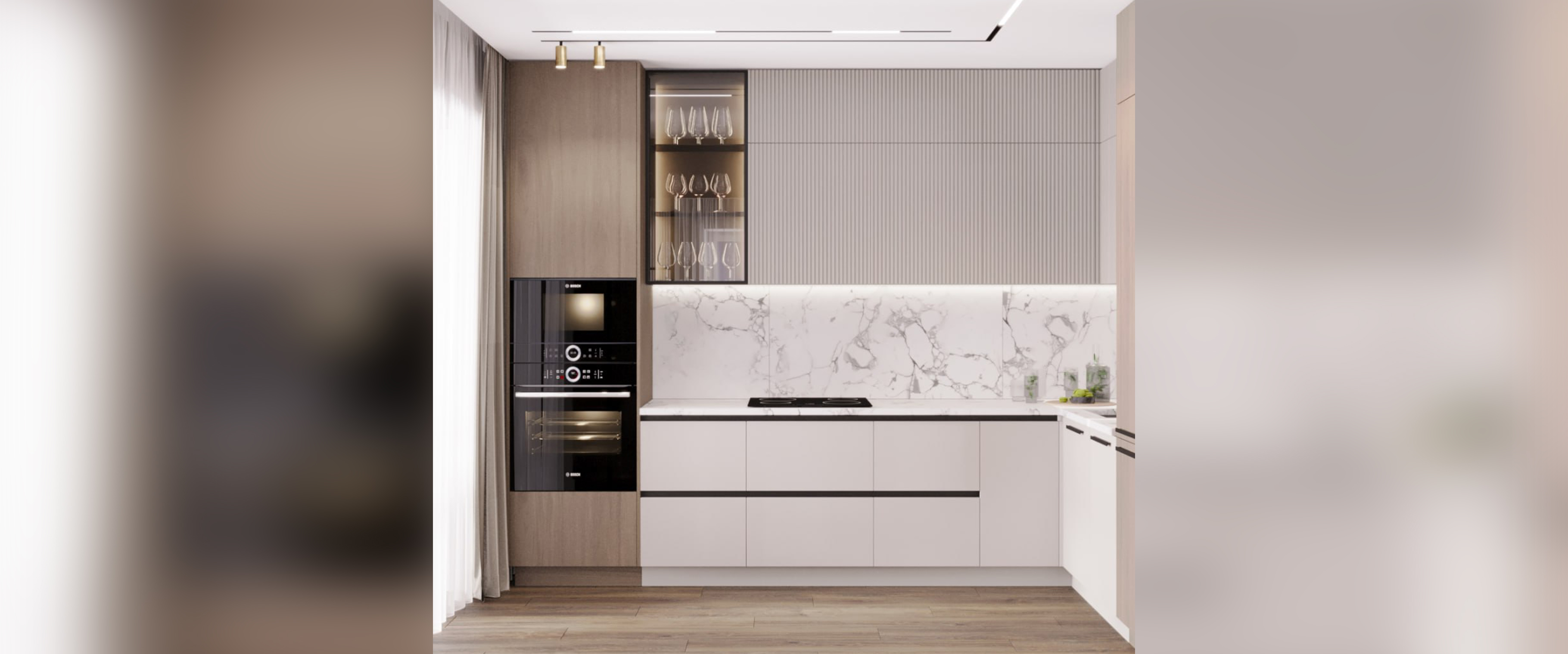 Кухня на заказ Рефлайн цвет - фон мускат