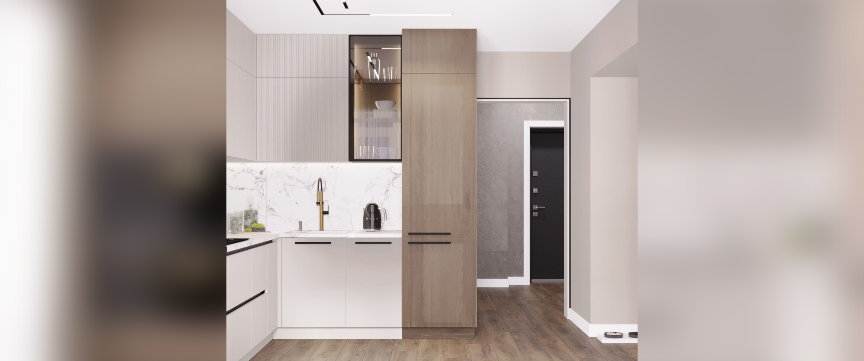 Кухня на заказ Рефлайн цвет - фон мускат